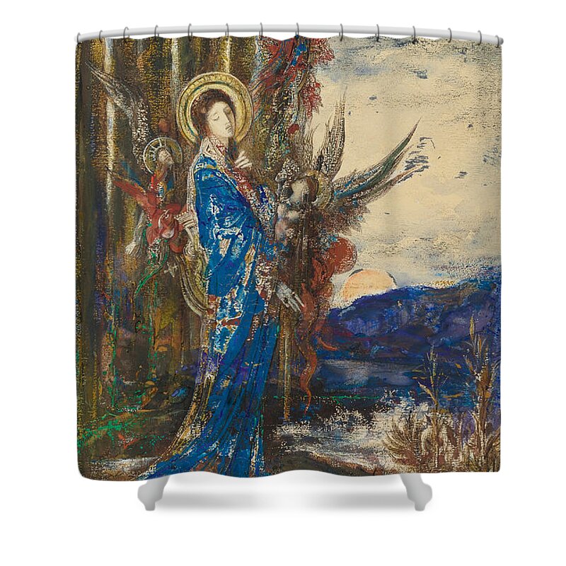 Gustave Moreau Shower Curtain featuring the painting Les Epreuves by Gustave Moreau
