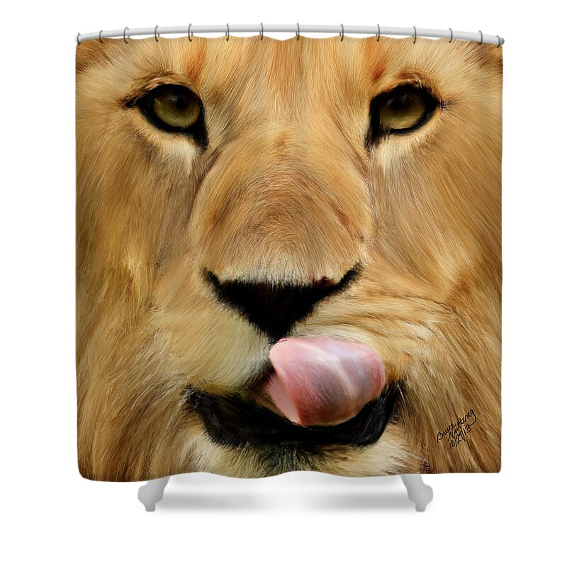 Animal Shower Curtain featuring the painting Let's Just Face It by Bruce Nutting