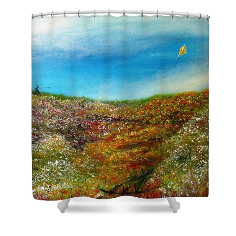 Landscape Shower Curtain featuring the painting Letting Go by Michael Anthony Edwards