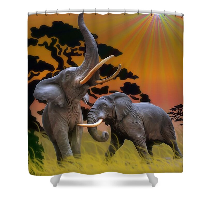Elephant Shower Curtain featuring the photograph Leviathans of the Land by Dan Stone