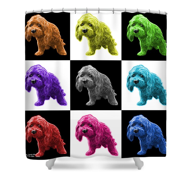 Lhasa Apso Shower Curtain featuring the painting Lhasa Apso Pop Art - 5331 - v1 - M by James Ahn