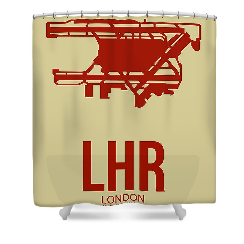 London Shower Curtain featuring the digital art LHR London Airport Poster 1 by Naxart Studio