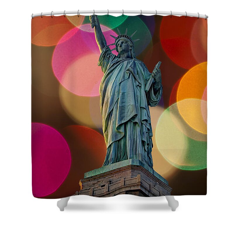 Statue Of Liberty Shower Curtain featuring the photograph Liberty Bokeh by Steve Purnell