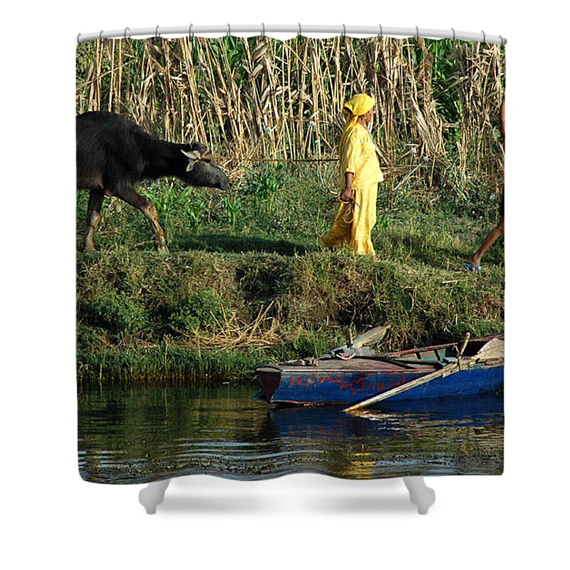Life Shower Curtain featuring the photograph Life Along the Nile 3 by Vivian Christopher