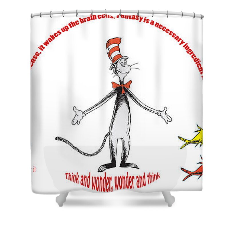 Dr. Seuss Shower Curtain featuring the digital art Life Words - Dr Seuss by Georgia Clare