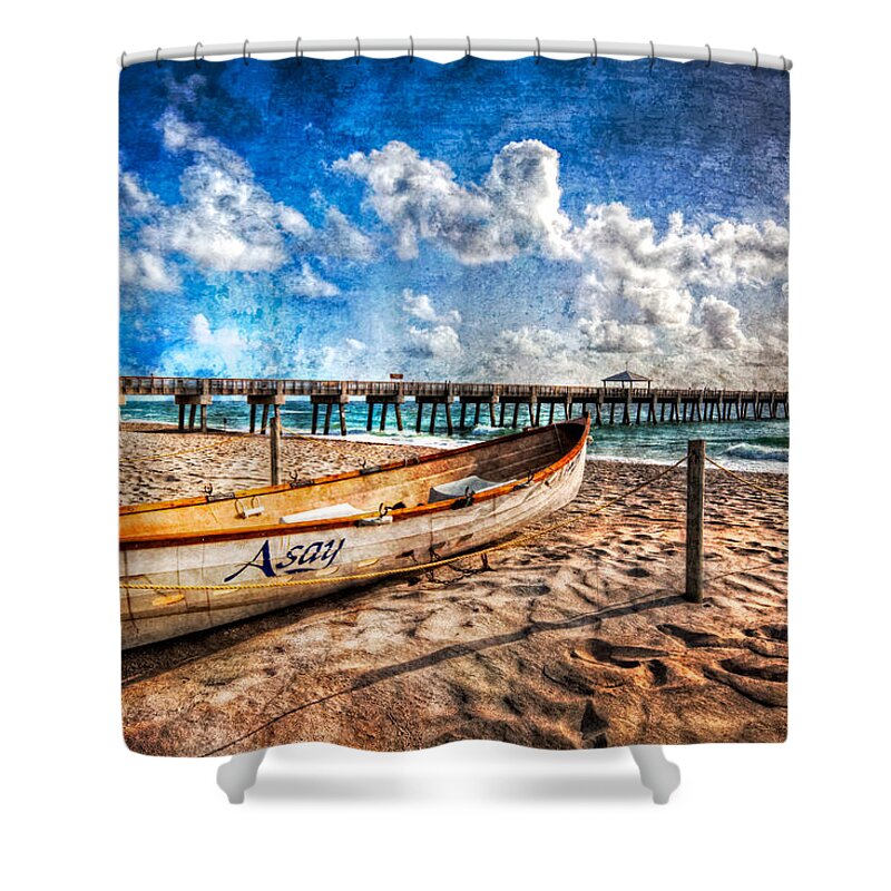 Boats Shower Curtain featuring the photograph Lifeguard Boat by Debra and Dave Vanderlaan