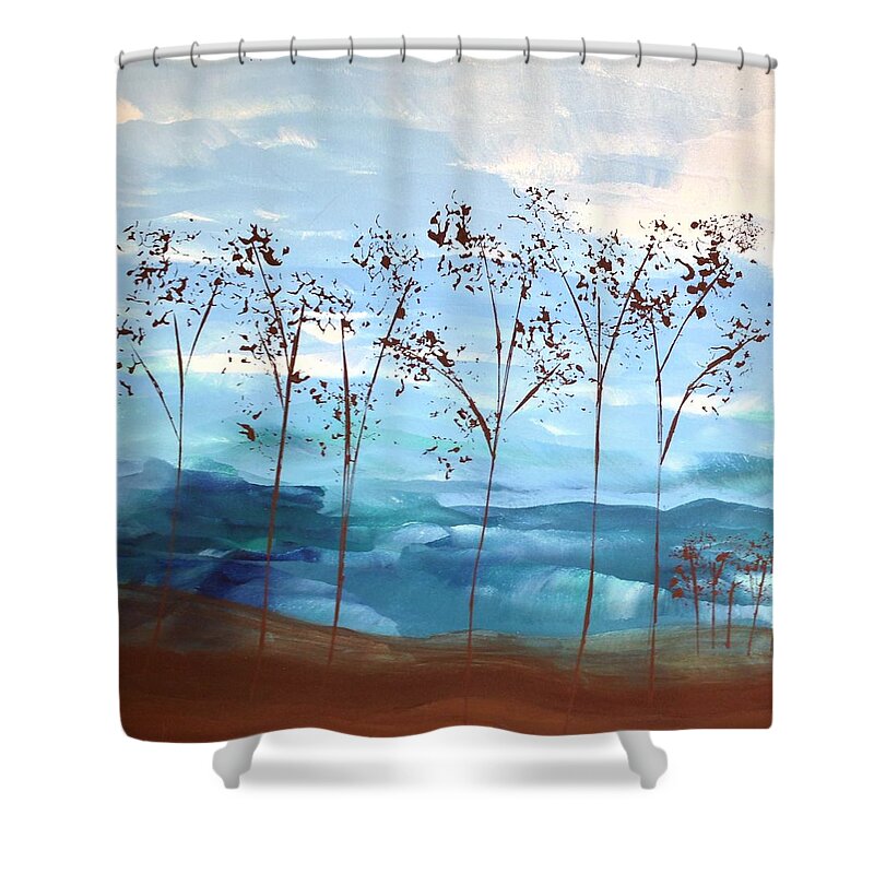 Sky Shower Curtain featuring the painting Light Breeze by Linda Bailey