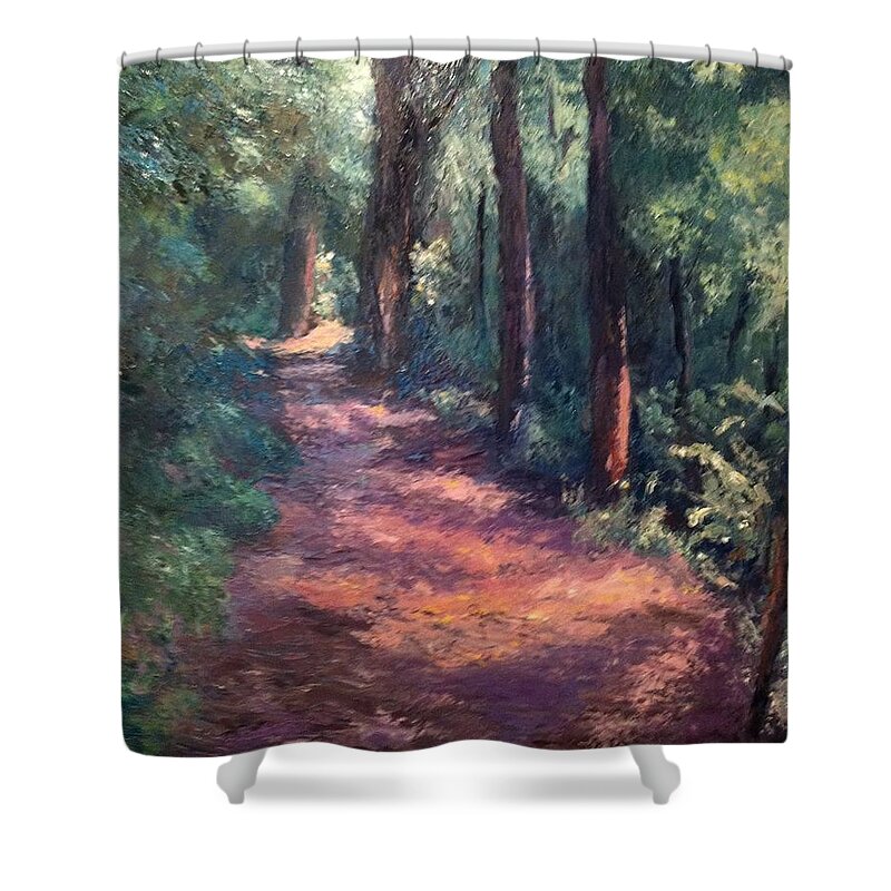 Nature Shower Curtain featuring the painting Light For My Path by Gail Kirtz