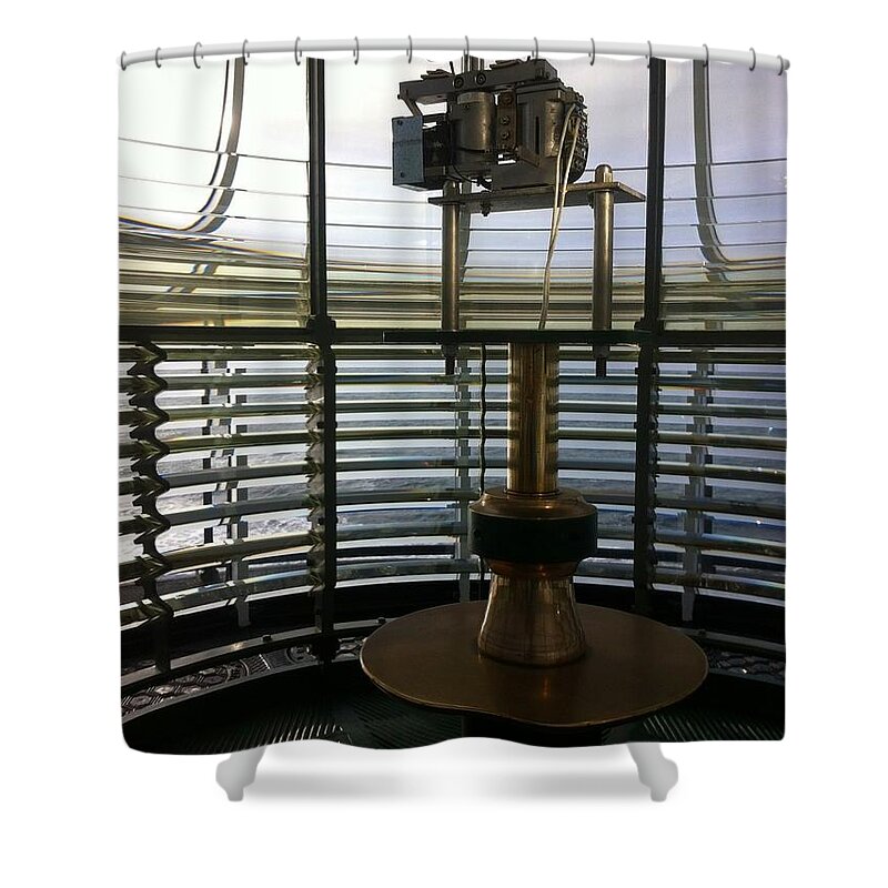 Waves Shower Curtain featuring the photograph Light House Lamp by Susan Garren