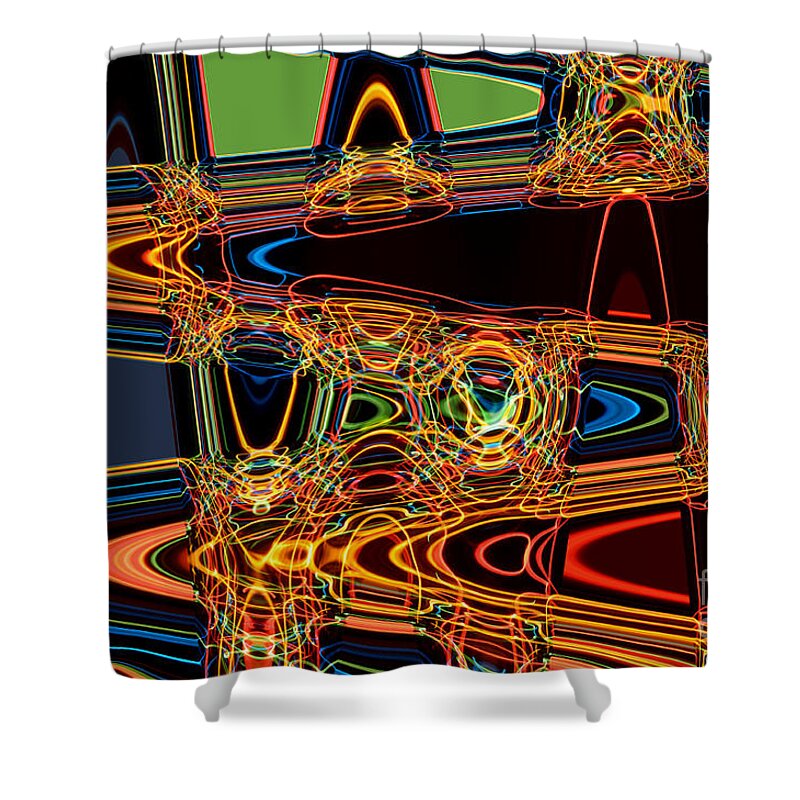 Abstract Shower Curtain featuring the digital art Light painting 3 by Delphimages Photo Creations