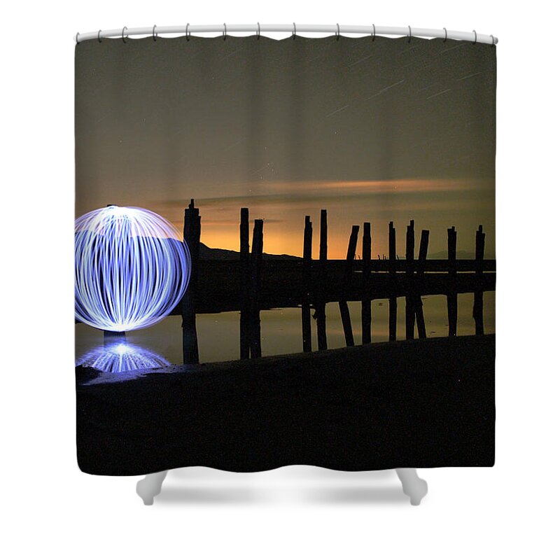 Spiral Jetty Shower Curtain featuring the photograph Light Painting - 4 by Ely Arsha