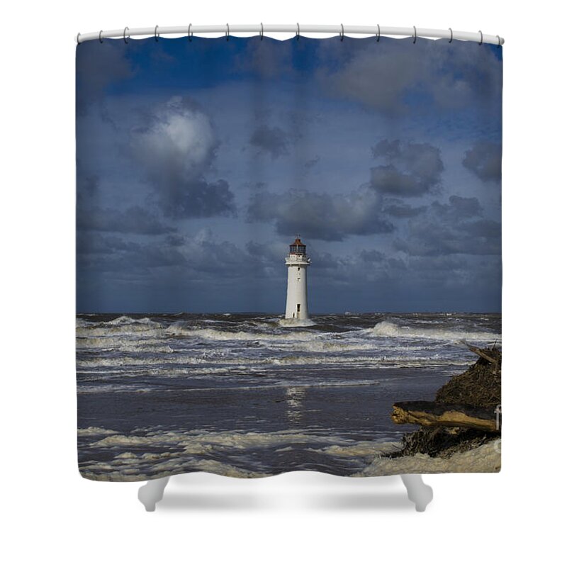Light House Shower Curtain featuring the photograph lighthouse at New Brighton by Spikey Mouse Photography