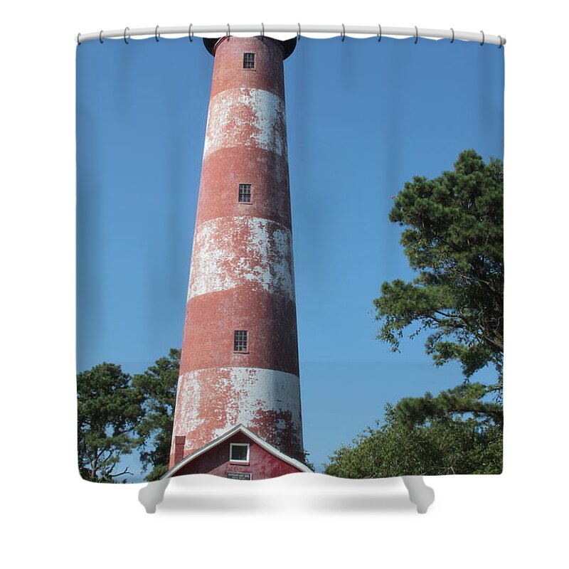 Assateque Shower Curtain featuring the photograph Lighthouse Chincoteague by Dwight Cook
