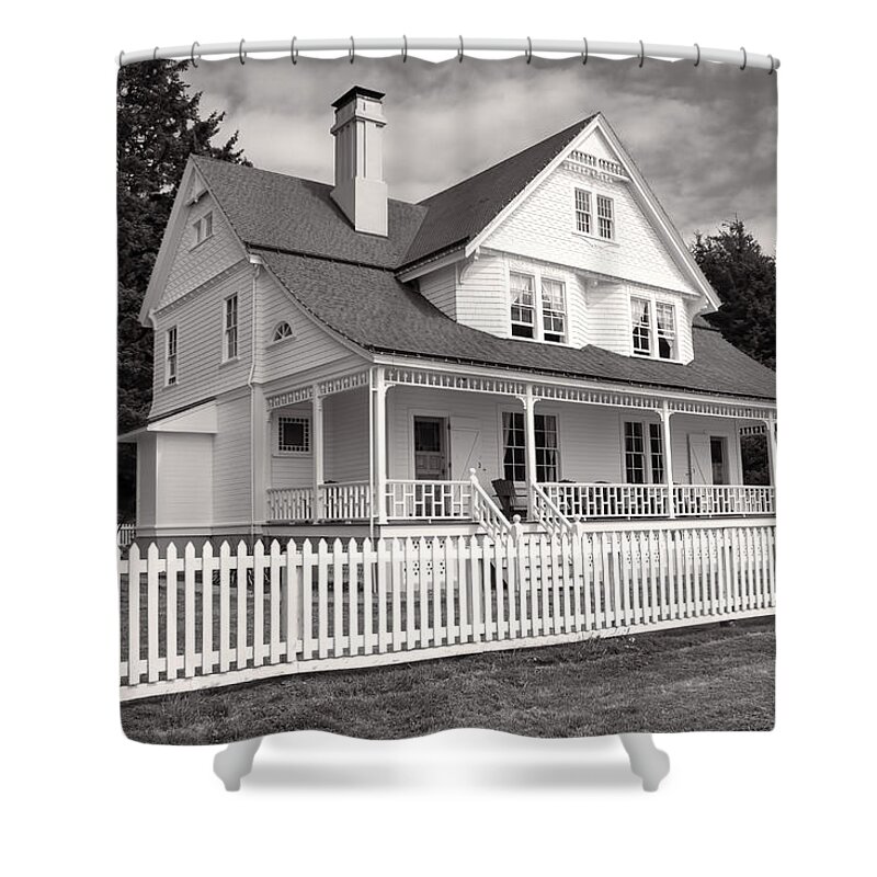 Ocean Shower Curtain featuring the photograph Lighthouse Keepers House by Cathy Anderson