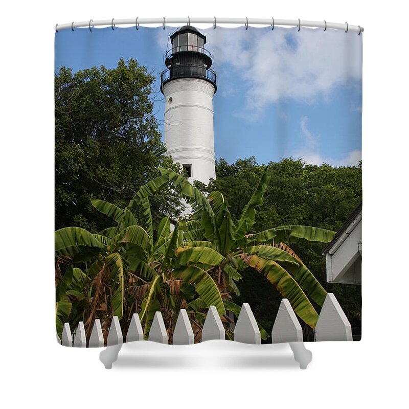 Ligthouse Shower Curtain featuring the photograph A Sailoirs Guide On The Florida Keys by Christiane Schulze Art And Photography