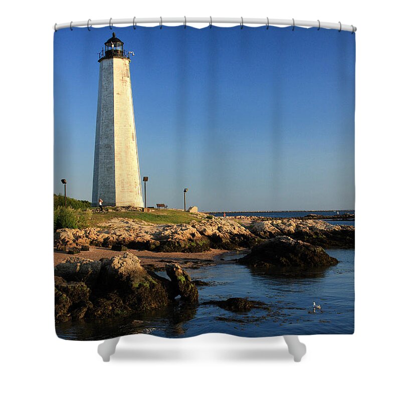 Lighthouse Shower Curtain featuring the photograph Lighthouse Reflected by Karol Livote