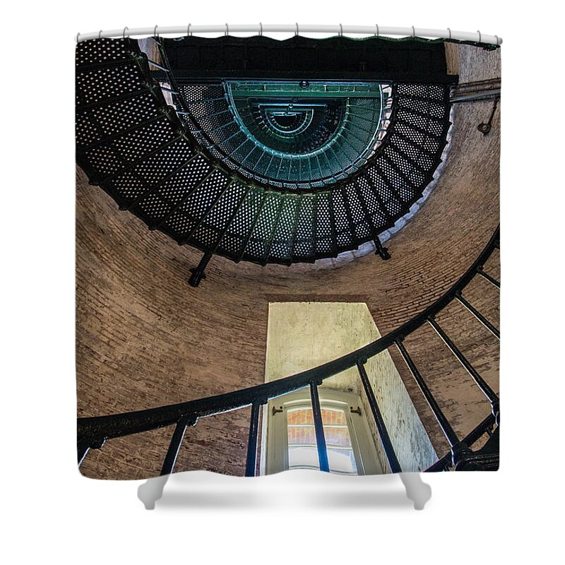 Lighthouse Shower Curtain featuring the photograph Lighthouse Stairs by Stacy Abbott