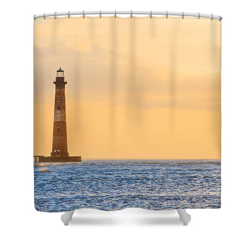 Folly Beach Shower Curtain featuring the photograph Lighthouse Sunrise by Keith Allen