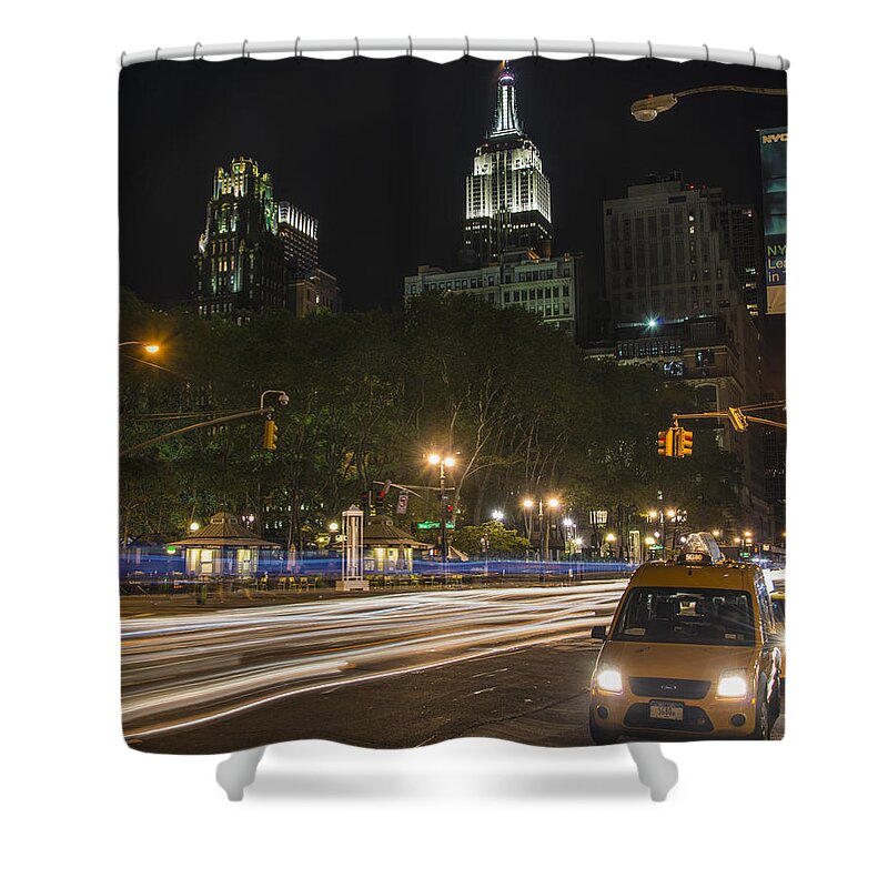 Empire State Building Shower Curtain featuring the photograph Lights of the Night by Theodore Jones