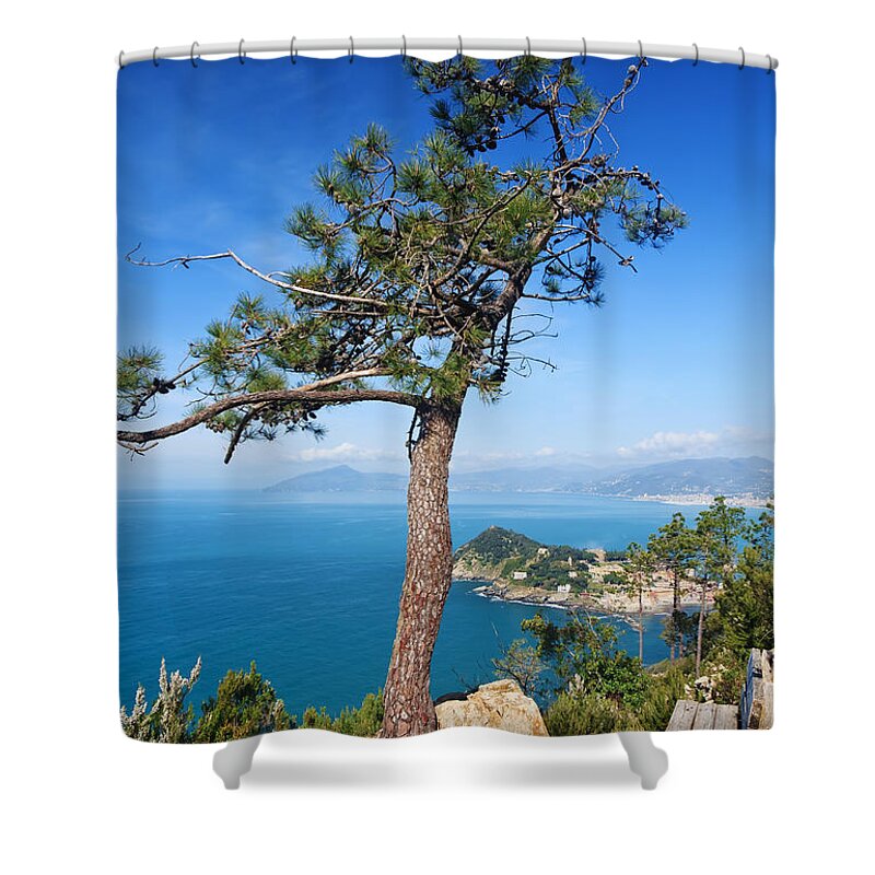 Bay Shower Curtain featuring the photograph Liguria - Tigullio gulf by Antonio Scarpi