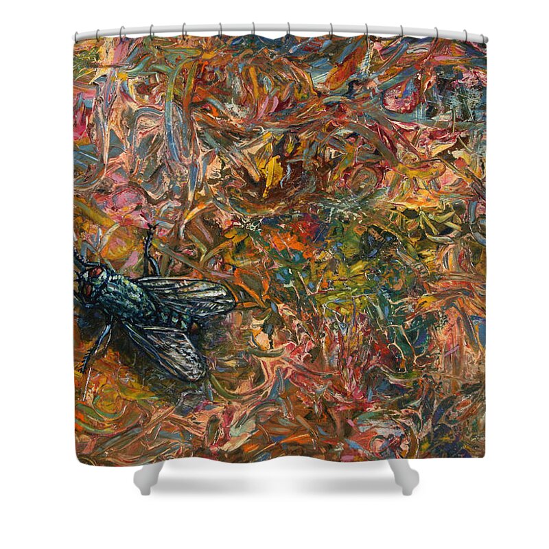 Fly Shower Curtain featuring the painting Like a Fly on Paint by James W Johnson