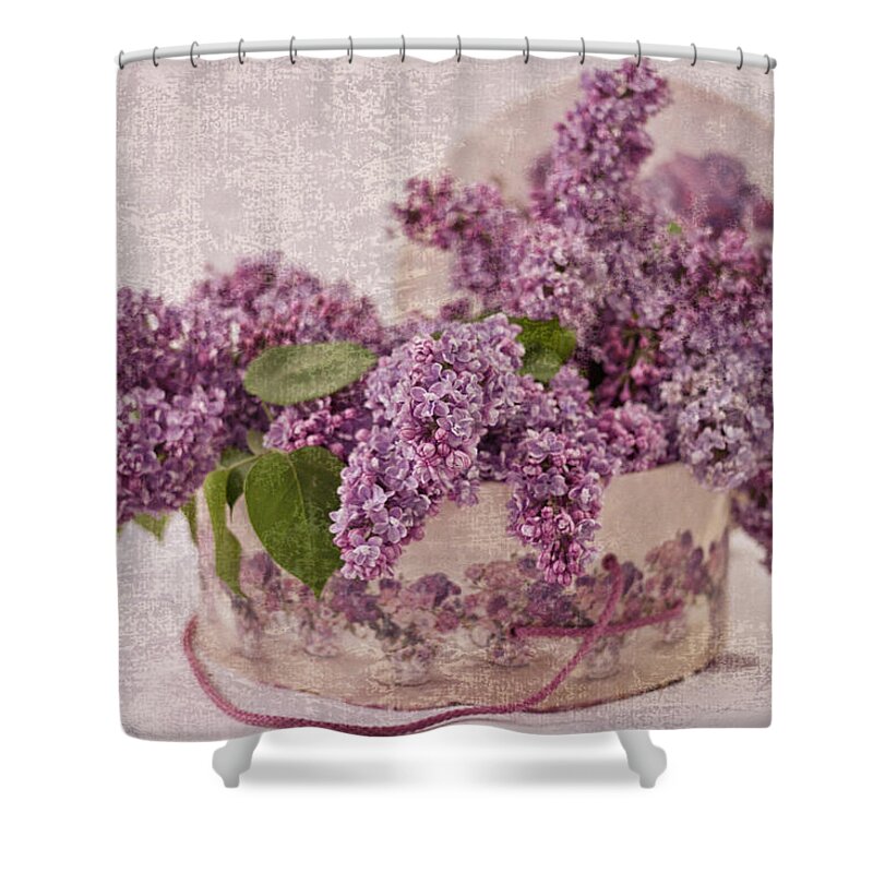 Lilac Shower Curtain featuring the photograph Lilacs In The Box by Sandra Foster
