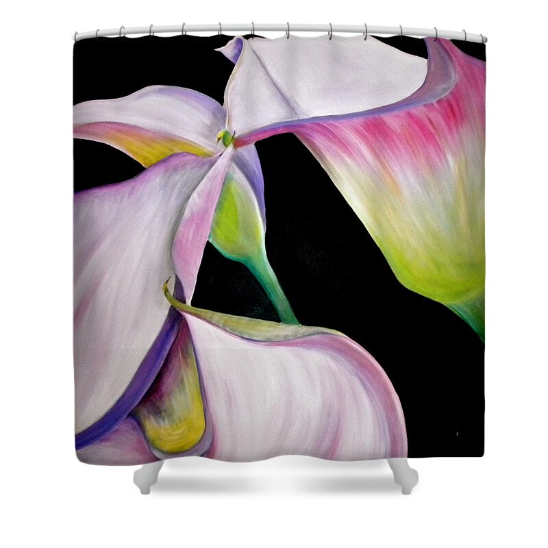 Lilies Shower Curtain featuring the painting Lilies by Debi Starr