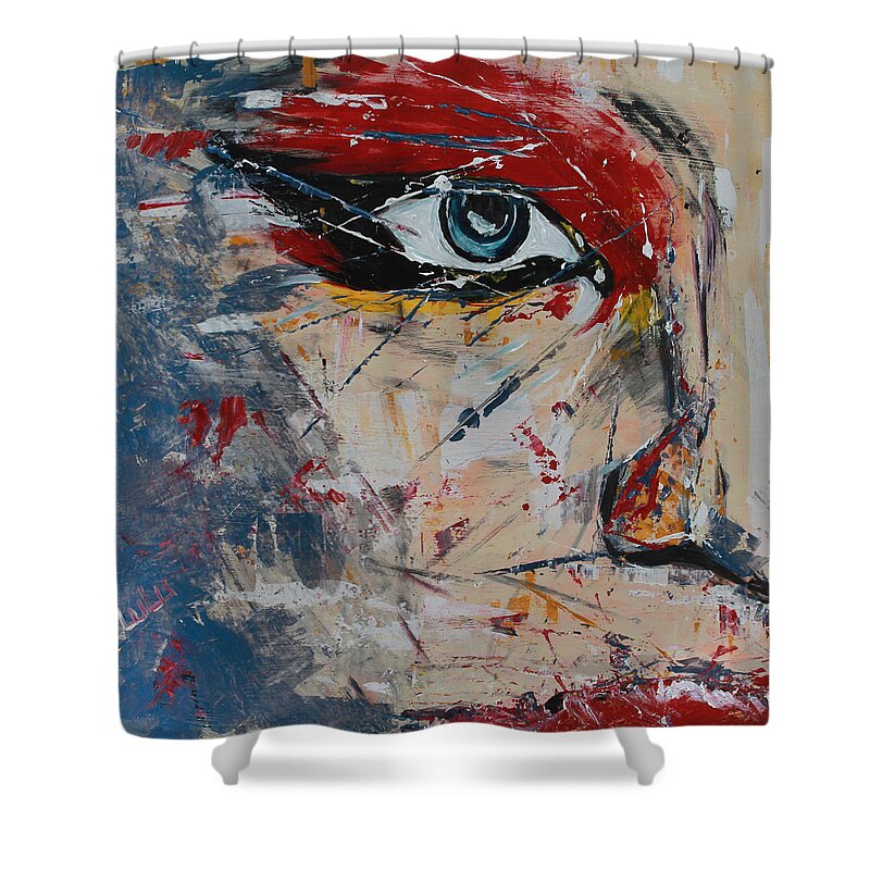 Face Shower Curtain featuring the painting Liluye by Lucy Matta