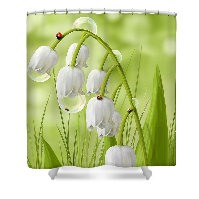 Nature Shower Curtain featuring the painting Lily of the valley by Veronica Minozzi