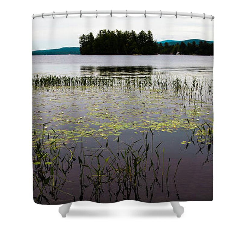 Lily Pads On Raquette Lake Shower Curtain featuring the photograph Lily Pads on Raquette Lake by David Patterson