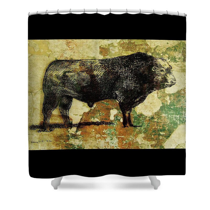French Limousine Bull Shower Curtain featuring the drawing French Limousine Bull 11 by Larry Campbell