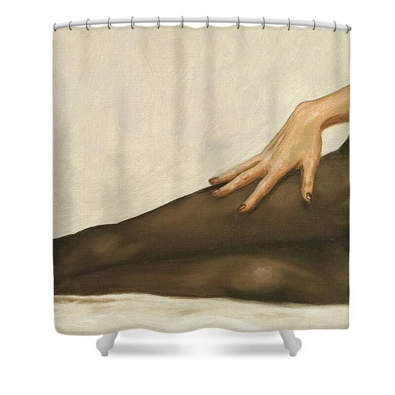 Erotic Shower Curtain featuring the painting Lingerie II by John Silver