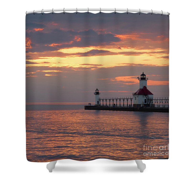 Sunset Shower Curtain featuring the photograph Lingering Light by Ann Horn