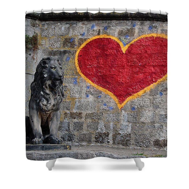 Statue Shower Curtain featuring the photograph Lionheart by Thomas Marchessault