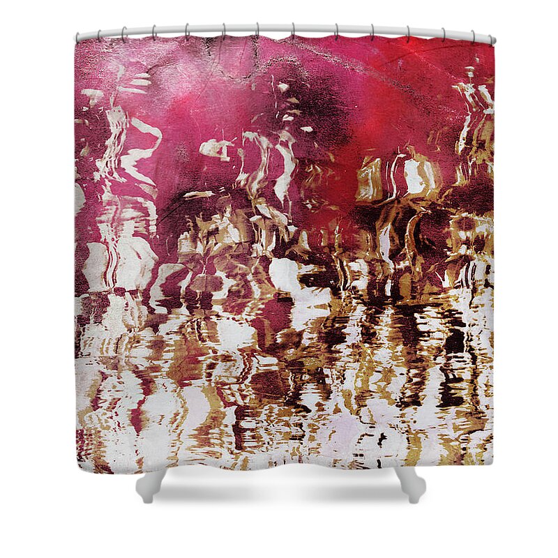 Red Shower Curtain featuring the photograph Liquid Gold by Shawna Rowe