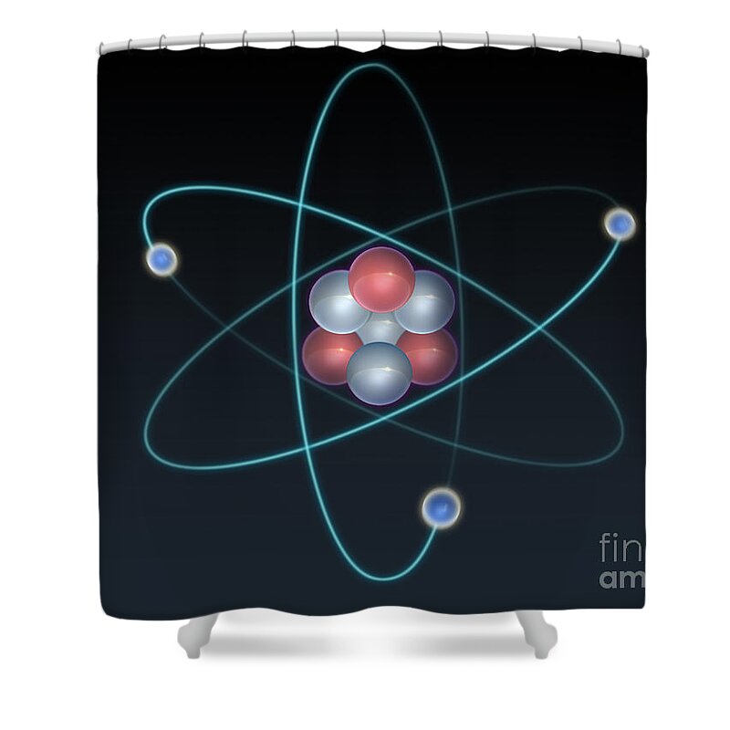 3d Illustration Shower Curtain featuring the photograph Lithium Atomic Model by Evan Oto