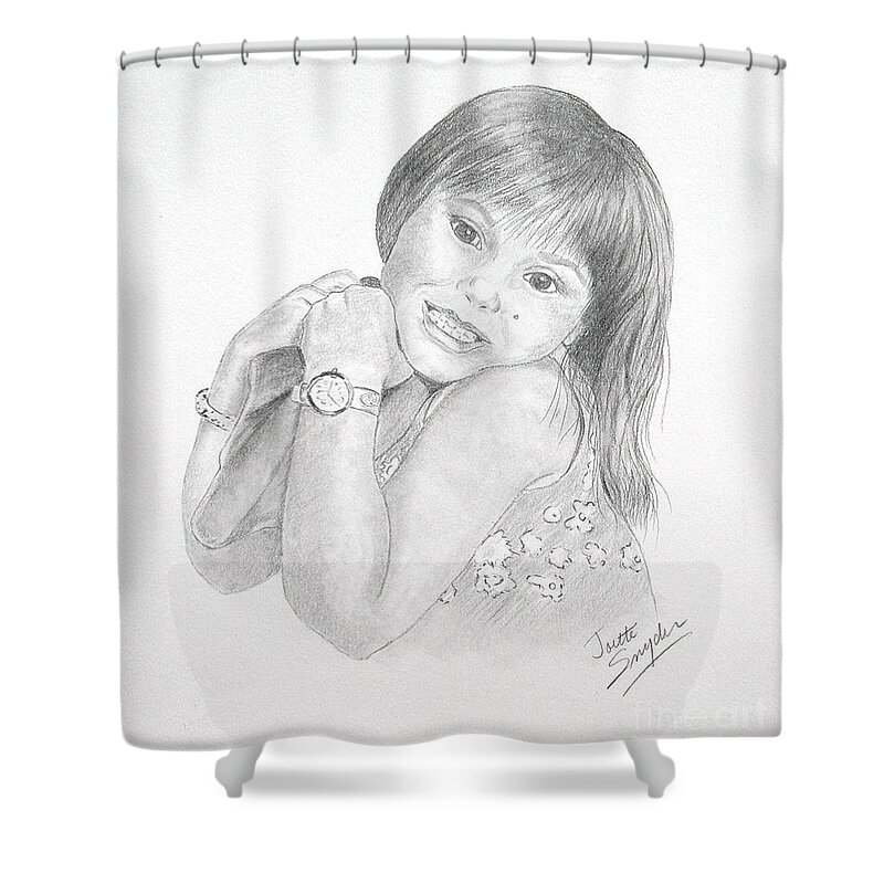 Portrait Drawings Shower Curtain featuring the drawing Little Bella by Joette Snyder