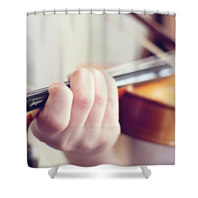 Bulgaria Shower Curtain featuring the photograph Little Girl Playing Violin by By Mira