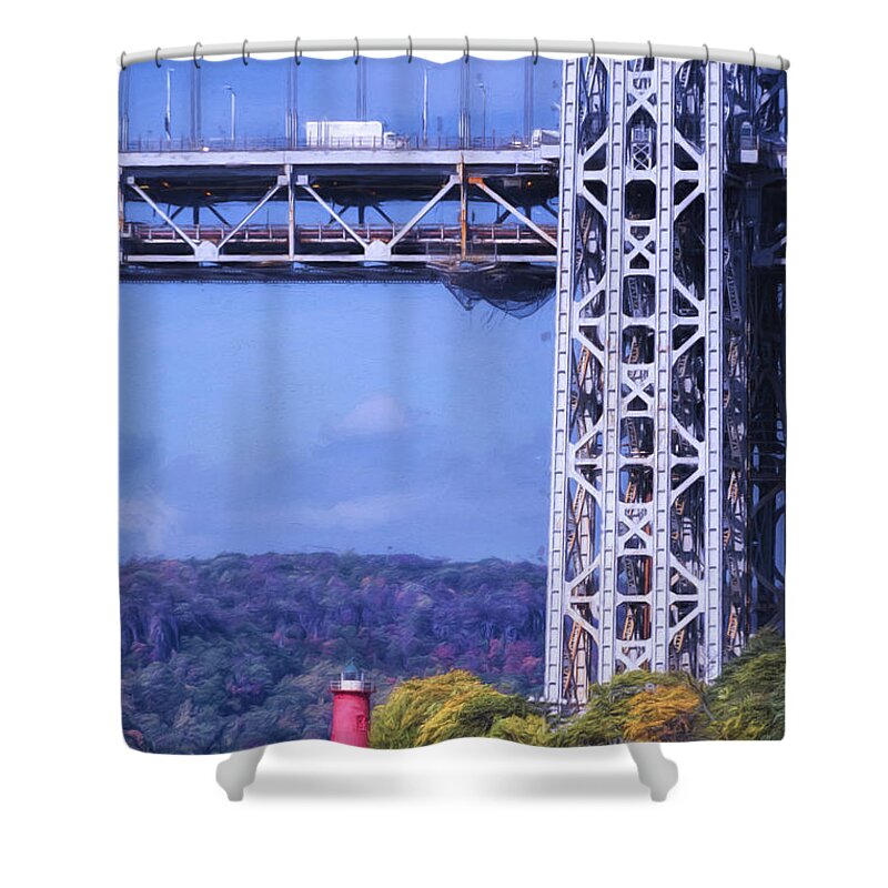 Joan Carroll Shower Curtain featuring the photograph Little Red Lighthouse by Joan Carroll