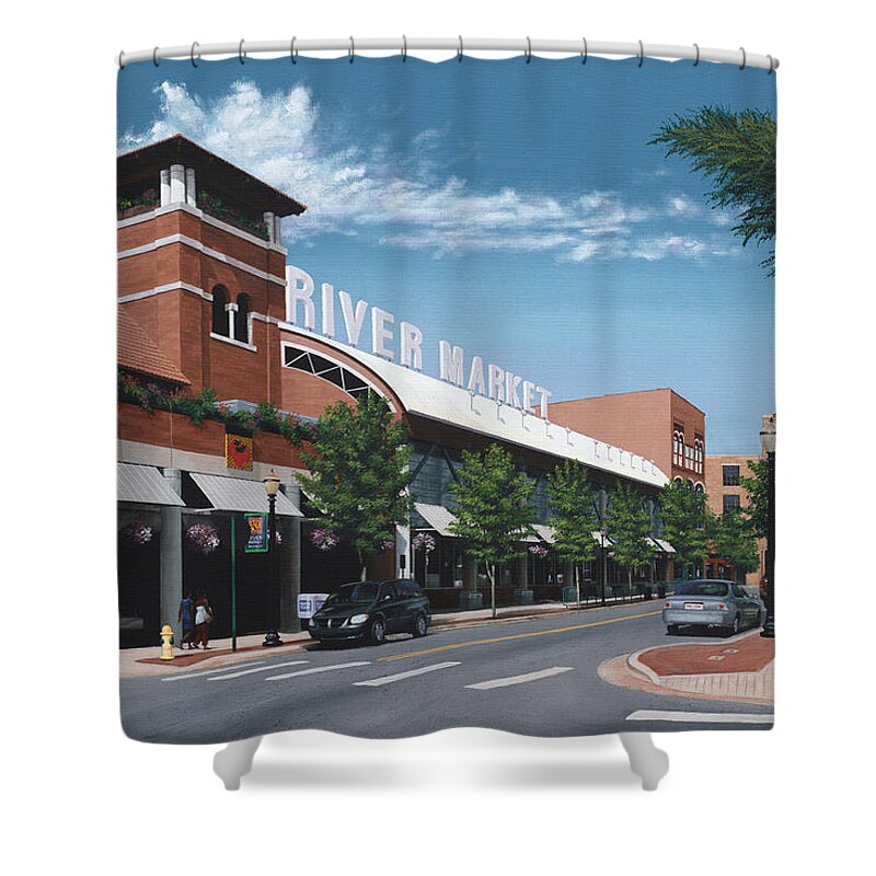 Little Rock Shower Curtain featuring the painting Little Rock River Market by Glenn Pollard