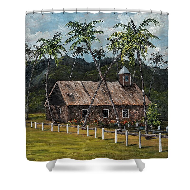 Stone Church Shower Curtain featuring the painting Little Stone Church by Darice Machel McGuire