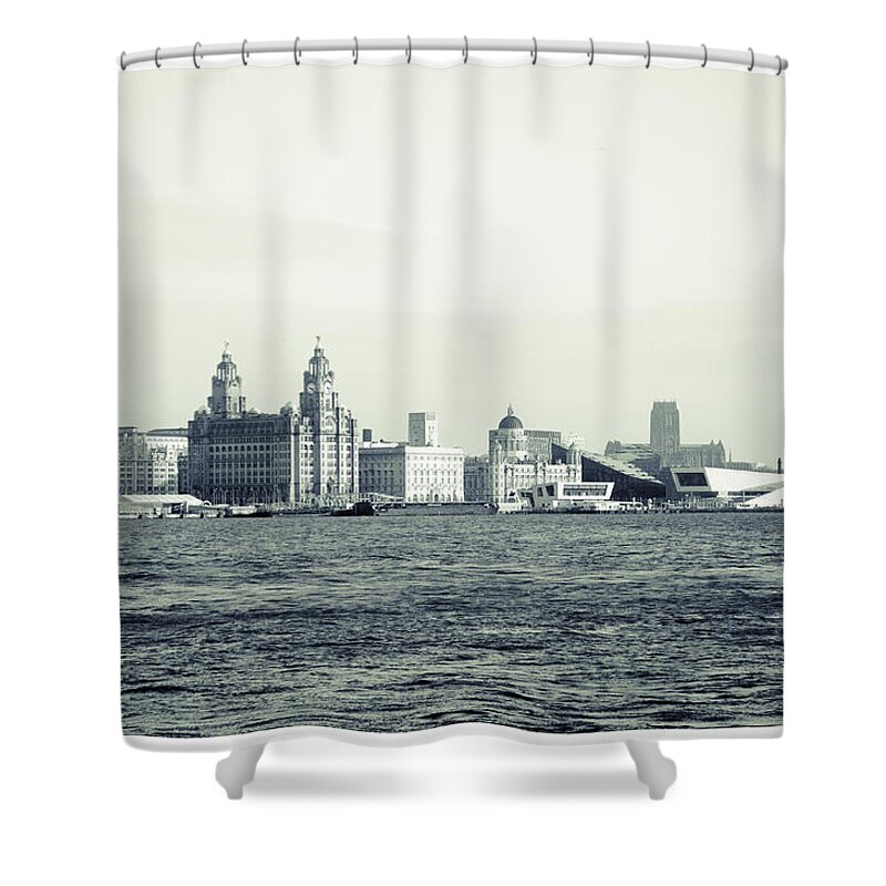 3 Graces Shower Curtain featuring the photograph Liverpool Water Front by Spikey Mouse Photography