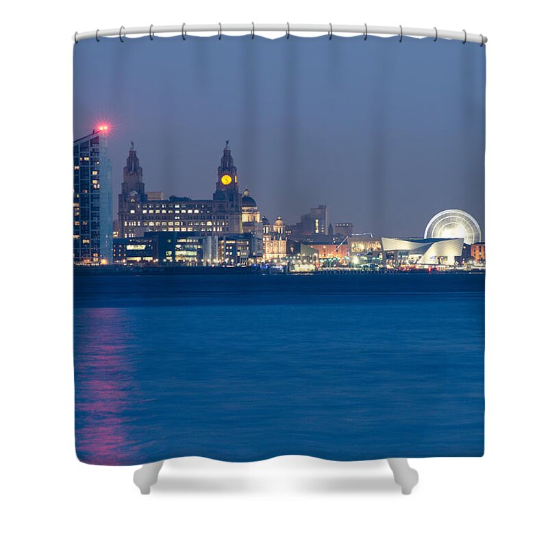 3 Graces Shower Curtain featuring the photograph Liverpool Waterfront by Spikey Mouse Photography
