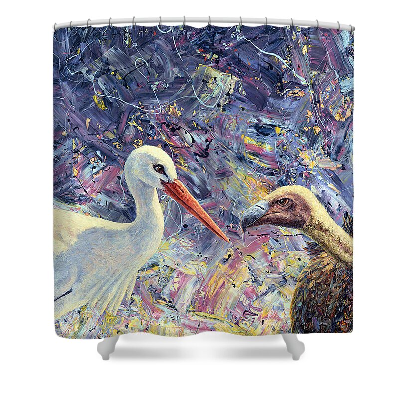 Life Shower Curtain featuring the painting Living Between Beaks by James W Johnson