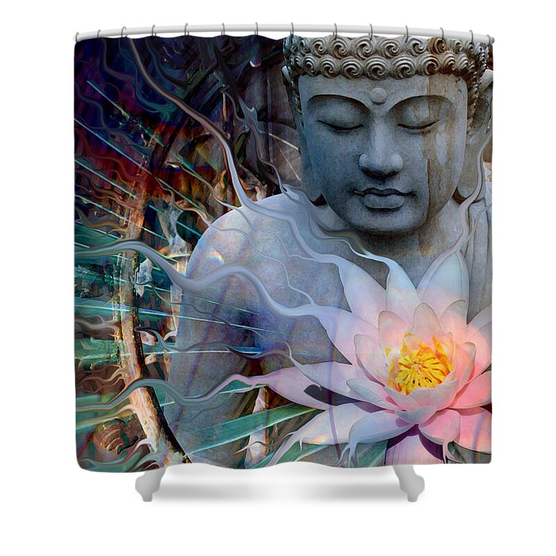 Buddha Shower Curtain featuring the painting Living Radiance by Christopher Beikmann
