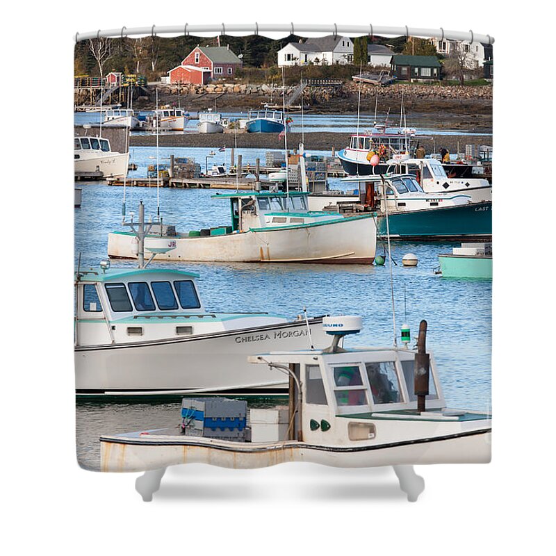 Clarence Holmes Shower Curtain featuring the photograph Lobster Boats in Bass Harbor I by Clarence Holmes
