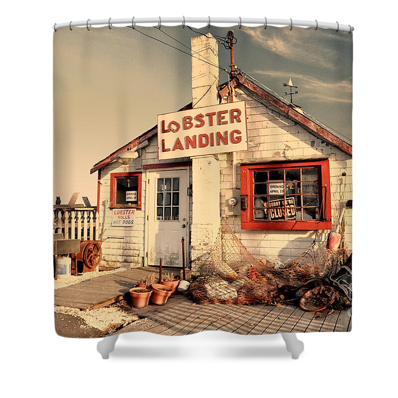 New England Shower Curtain featuring the photograph Lobster Landing Clinton Connecticut by Sabine Jacobs
