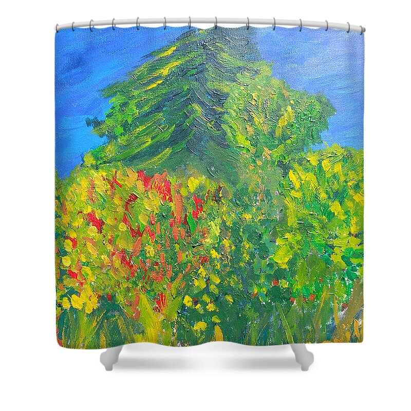 Trees Shower Curtain featuring the painting Local Trees by David Trotter