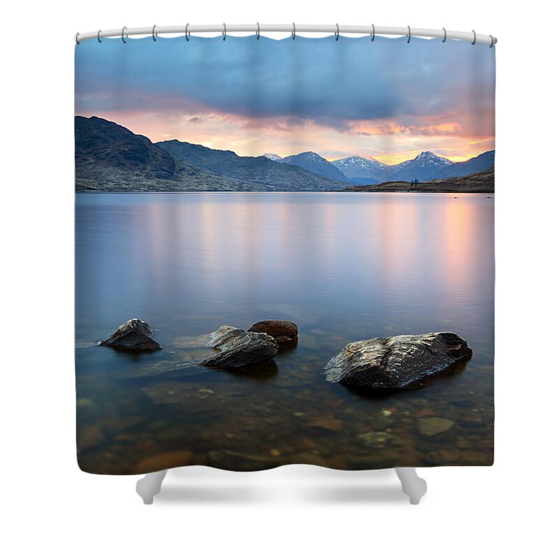 Loch Arklet Shower Curtain featuring the photograph Loch Arklet Sunset by Grant Glendinning