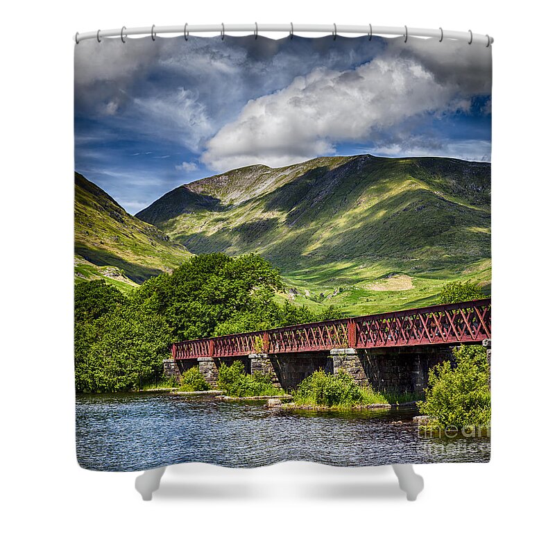 Loch Shower Curtain featuring the photograph Loch Awe railway bridge. by Sophie McAulay